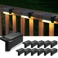 thumbnail image 1 of Solar Deck Lights Outdoor, 12 Pack Solar Step Lights Waterproof LED Solar Lights for Outdoor Fence, Decks, Step, Railing, Stairs, Yard, Garden, Patio Lights, Black Warm White, 1 of 7