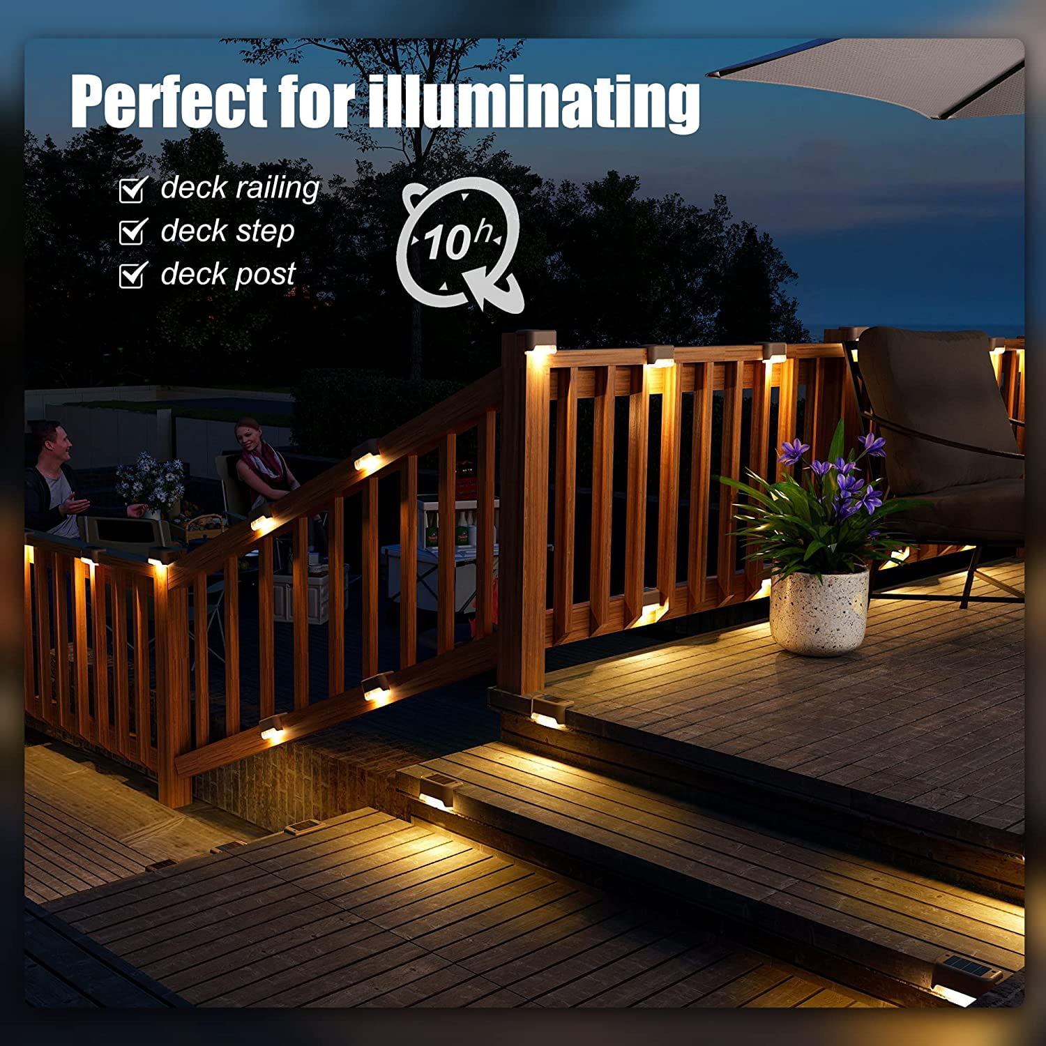 Solar Deck Lights Outdoor 16 Pack, Solar Step Lights Waterproof Led