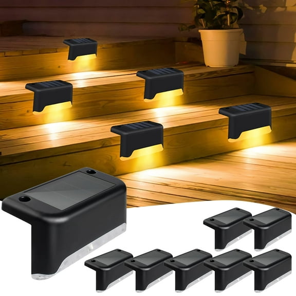 Solar Deck Lights Outdoor 8 Pack, Solar Step Lights， Waterproof Led Solar lights for Outdoor Stairs, Step , Fence, Yard, Patio, and Pathway(Warm White)