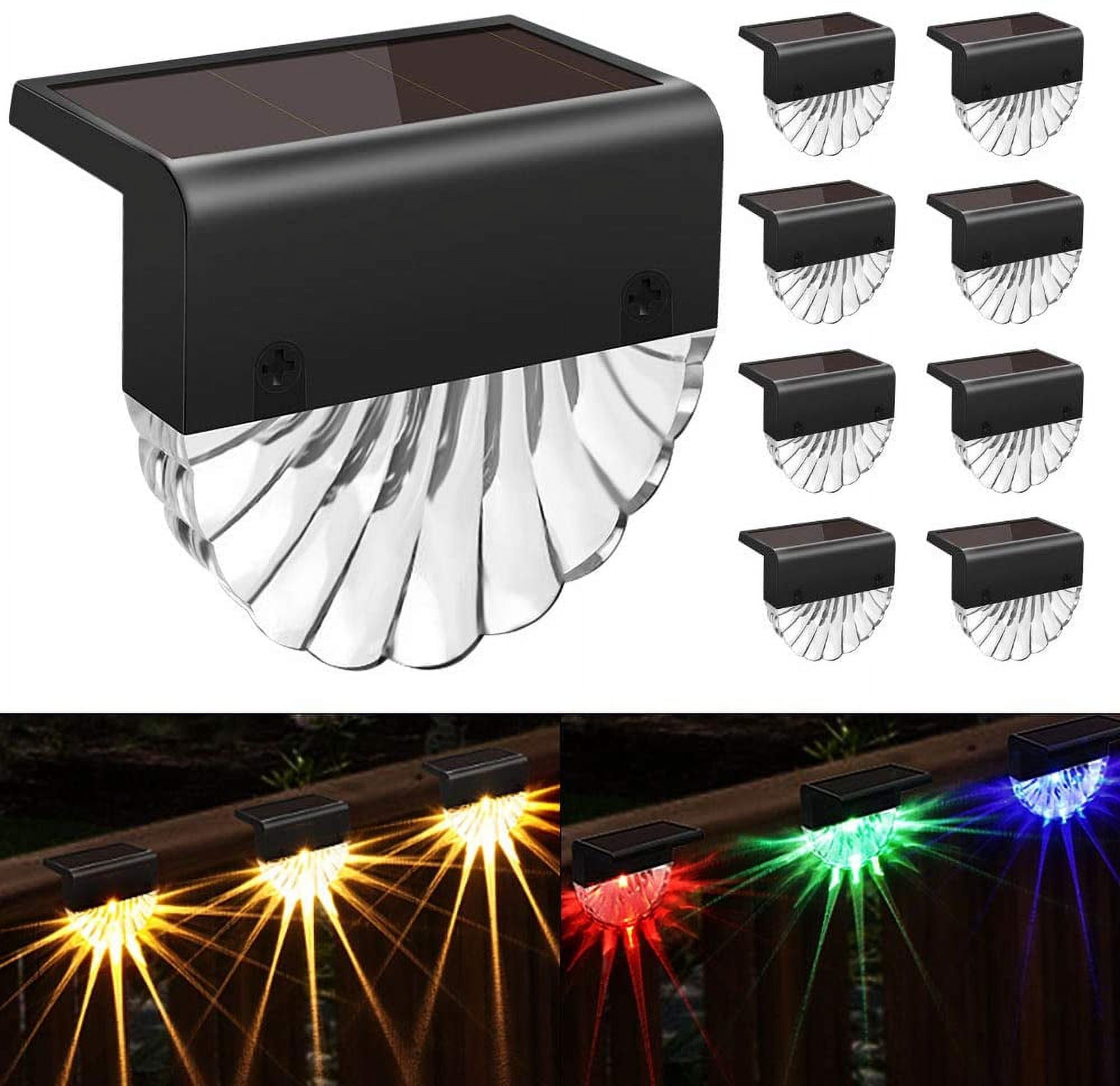 Solar Deck Lights Outdoor 8 Pack Waterproof Step Lights for Patio