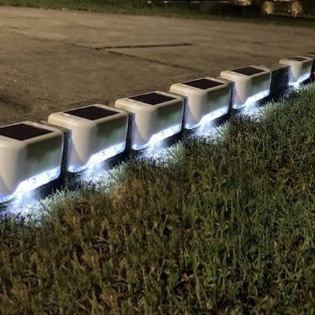 Solar Deck Lights Outdoor Decor Solar Fence Lights, Solar Step Lights Waterproof Led Solar Lights for Patio Pool Stairs Step and Pathway (White shell White Lights)