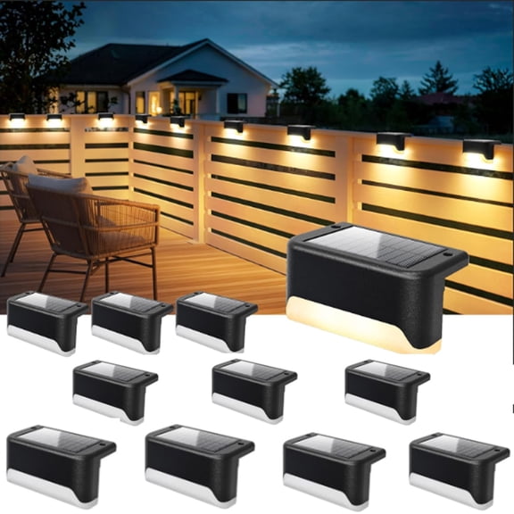 Solar Deck Lights Outdoor, Solar Fence Lights Waterproof LED Step Light for Outside, Patio, Stair, Garden, Yard, Railing, Front Porch, Balcony Decor(10 Pack)