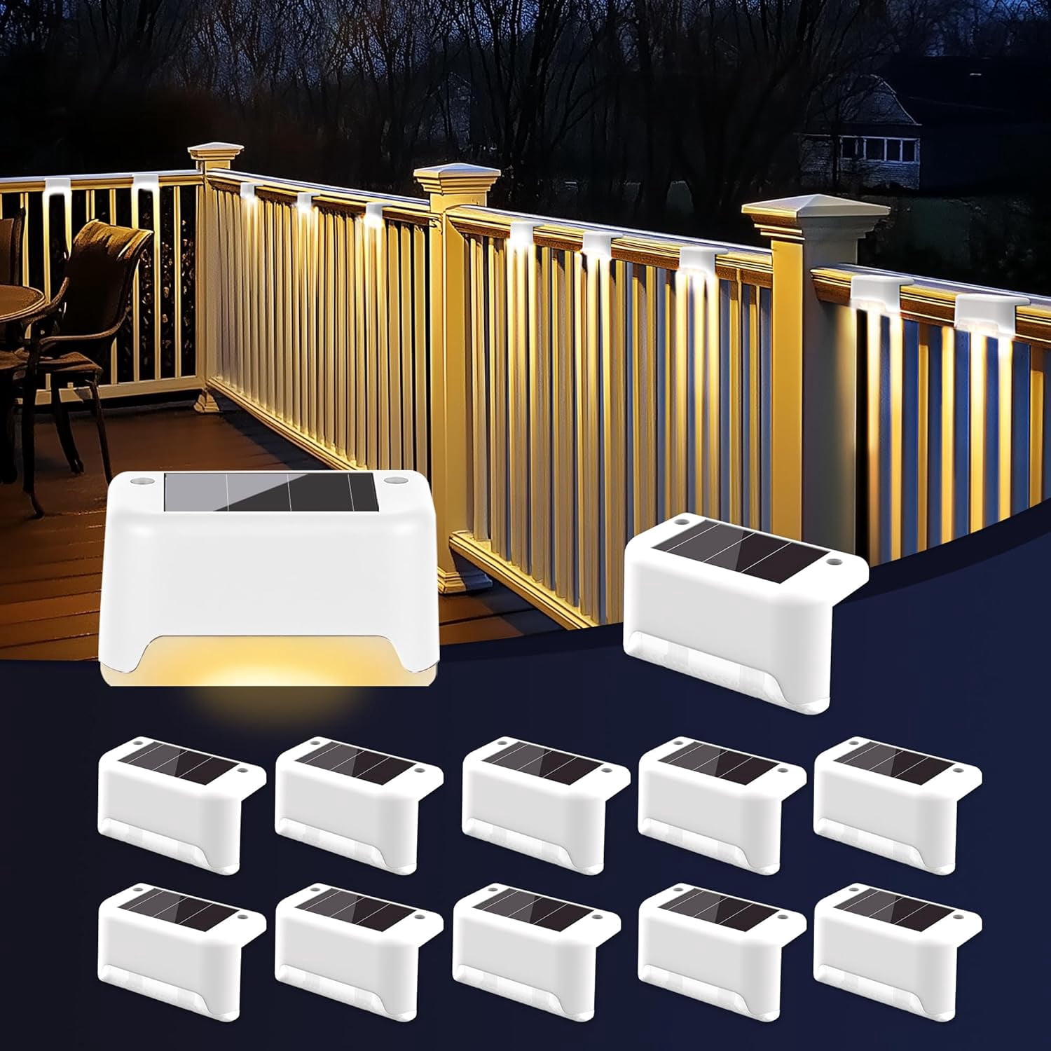 Solar Deck Lights Outdoor, Solar Step Lights Waterproof Led Lights for ...