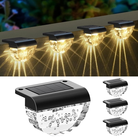 Solar Deck Lights Outdoor, Solar Step Lights Waterproof for Outside, Yard, Patio, Garden, Pool, Railing, Stairs, Fence (Warm White)
