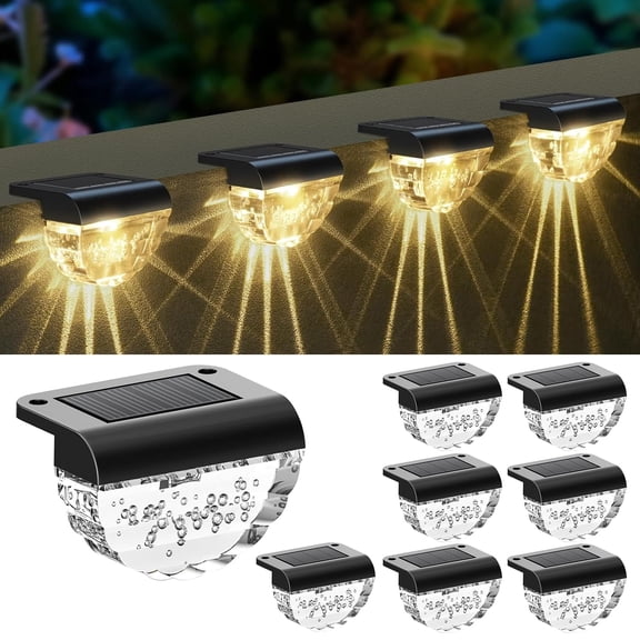 Solar Deck Lights Outdoor, Solar Step Lights Waterproof for Outside, Yard, Patio, Garden, Pool, Railing, Stairs, Fence (Warm White)