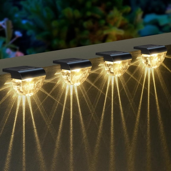Solar Deck Lights Outdoor, Solar Step Lights Waterproof for Outside, Yard, Patio, Garden, Pool, Railing, Stairs, Fence (Warm White)