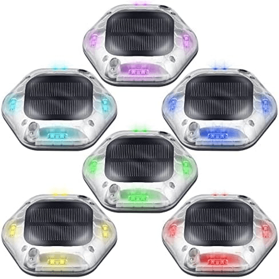 Solar Deck Lights Outdoor Waterproof Driveway Dock LED Lights, 6Pack Step Light, Auto On/Off Color Changing Light for Walkway Stair Garden Pathway Road Yard$$Tools & Hardware Other