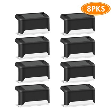 Solar Deck Lights for Outside, 8PCS Waterproof Solar Step Lights LED Solar Lights with Warm White Lighting for Decks Steps Railing Stairs Fence Yard and Patio Christmas Decoration