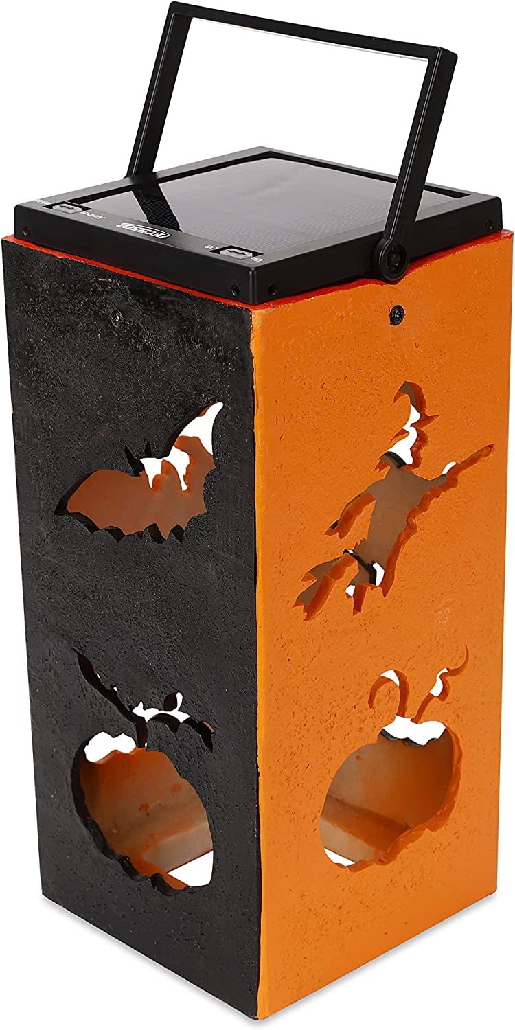 Halloween Orange and Black Solar LED Decorative Lantern