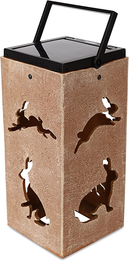 Brown Plastic Solar Rabbit Cut-Out Decorative Lantern