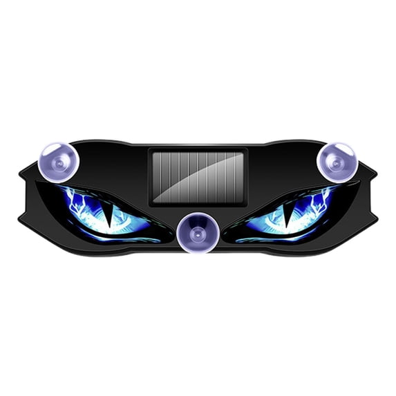 Solar Demon Eye LED Car Ambient Light, Dynamic Flicker Devil Eyes Design, Waterproof Solar & USB Rechargeable, No Drill Suction Cup for Windshield Rear Window(Blue)
