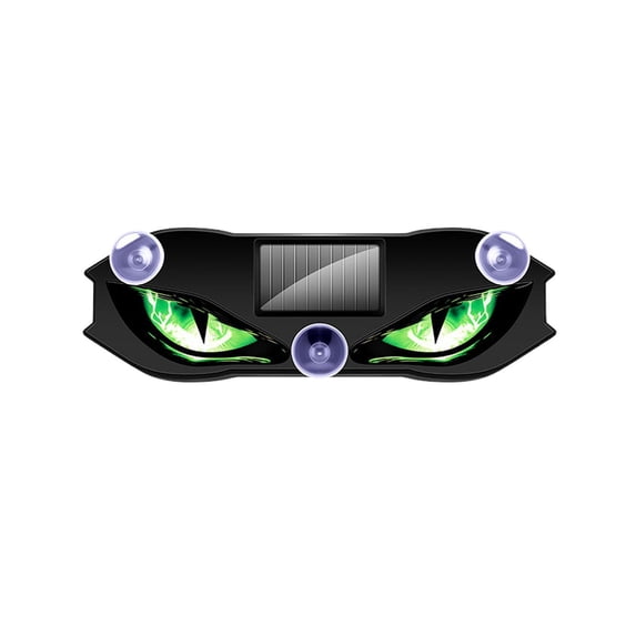 Solar Demon Eye LED Car Ambient Light, Dynamic Flicker Devil Eyes Design, Waterproof Solar & USB Rechargeable, No Drill Suction Cup for Windshield Rear Window(Green)