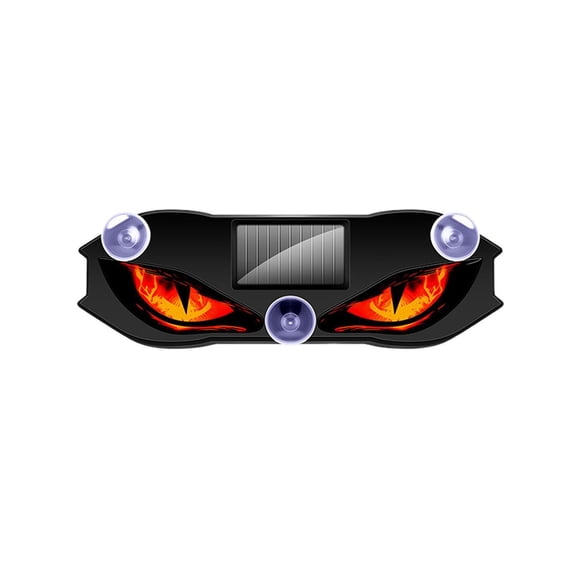 Solar Demon Eye LED Car Ambient Light, Dynamic Flicker Devil Eyes Design, Waterproof Solar & USB Rechargeable, No Drill Suction Cup for Windshield Rear Window(Red)