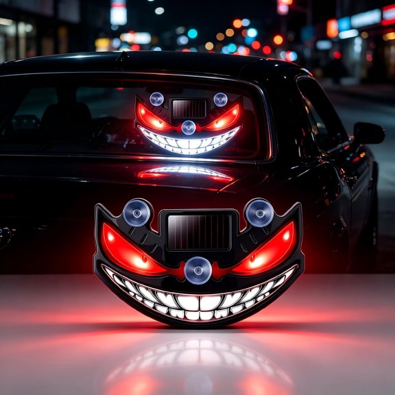 Solar Demon Eye LED Car Window Light, 2026 New Wireless No Drill Demon Eyes Warning Lights, Devil Eye Light for Windshield Suction Cup Dynamic,Solar Powered Automatic Activation, 4.7×3 Inch