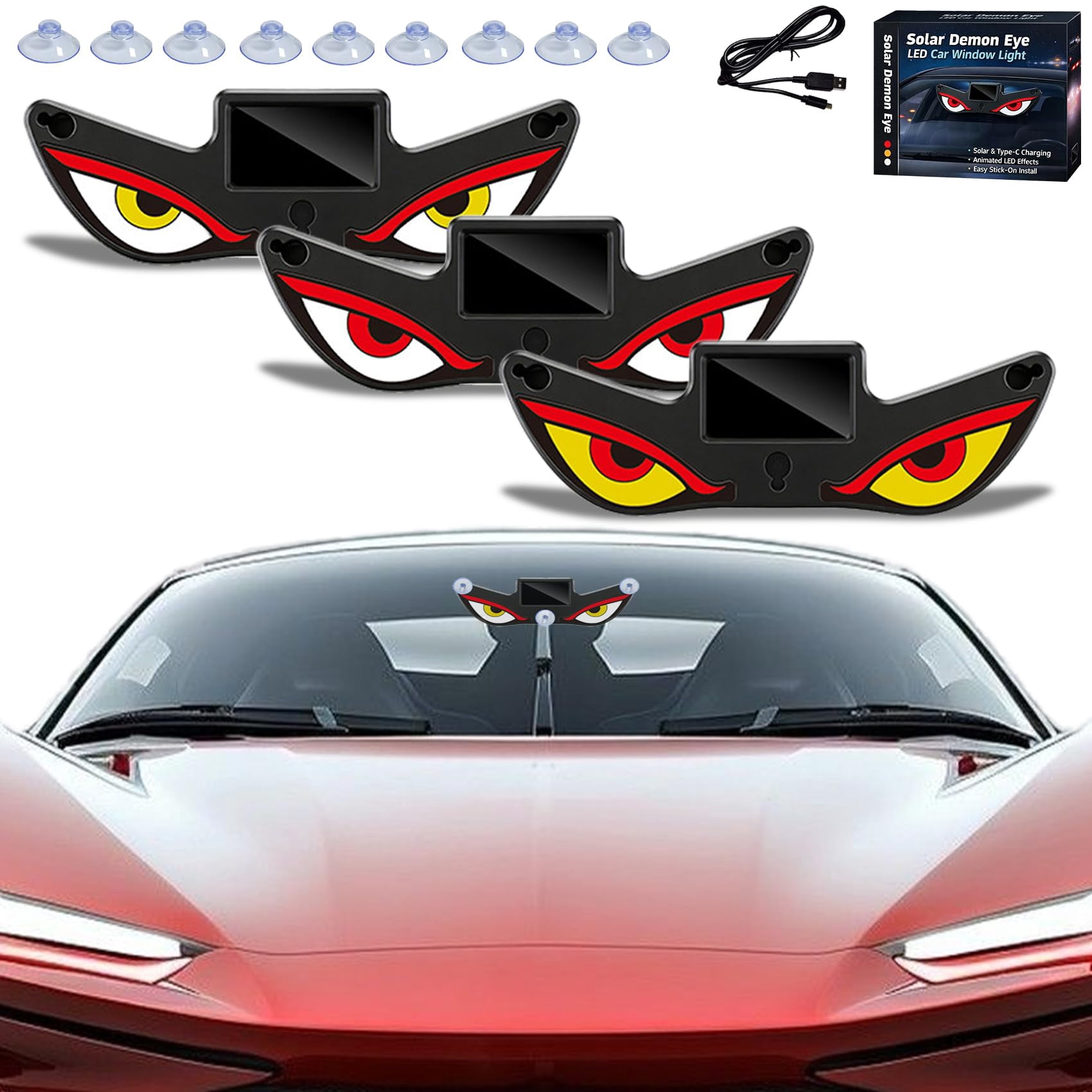 Solar Demon Solar Demon Eye LED Car Window Light - 2026 Solar Powered Devil Eyes ...