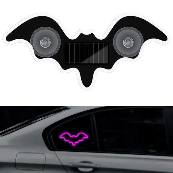 Solar Demon Eye LED Car Window Light, Cordless No Drill Solar and USB Powered Devil Eyes Warning Lights for Cars Windshield Rear Window, Bat Shape Design Waterproof Eyes Animated for Car - Color D