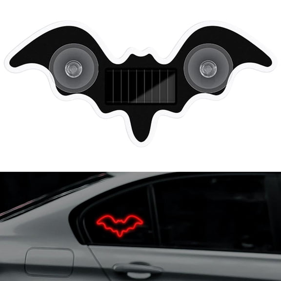 Solar Demon Eye LED Car Window Light, Cordless No Drill Solar and USB Powered Devil Eyes Warning Lights for Cars Windshield Rear Window, Waterproof Eyes Animated for Suvs Trucks, Bat Shape Design