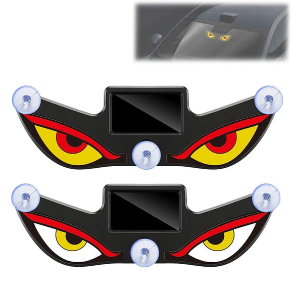 Solar Demon Eye LED Car Window Light, Devil Eyes Lights Dynamic Windshield Ambient Lamp, Suction Mount, No Drill Solar and USB Powered, Universal Fit for Cars SUVs Trucks Vans