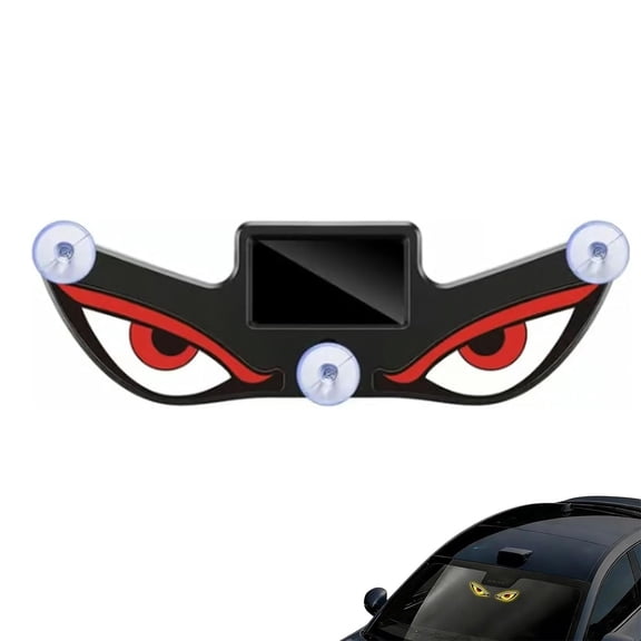 Solar Demon Eye LED Car Window Light, Devil Eyes Warning Lights Animated Glowing Windshield Decoration, USB-C Rechargeable, 5 Modes, Suction Mount for SUV Truck Rear Window Night