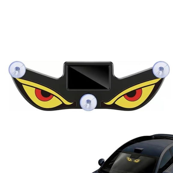 Solar Demon Eye LED Car Window Light, Devil Eyes Warning Lights Animated Glowing Windshield Decoration, USB-C Rechargeable, 5 Modes, Suction Mount for SUV Truck Rear Window Night