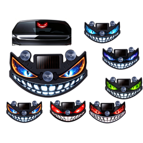 Solar Demon Eye LED Car Window Light Dynamic Breathing Effect Animated Devil Eyes Ambient Lamp, Solar USB Rechargeable, Vibration & Light , Wireless Suction Cup, for SUV Truck Van RV(Light Blue)