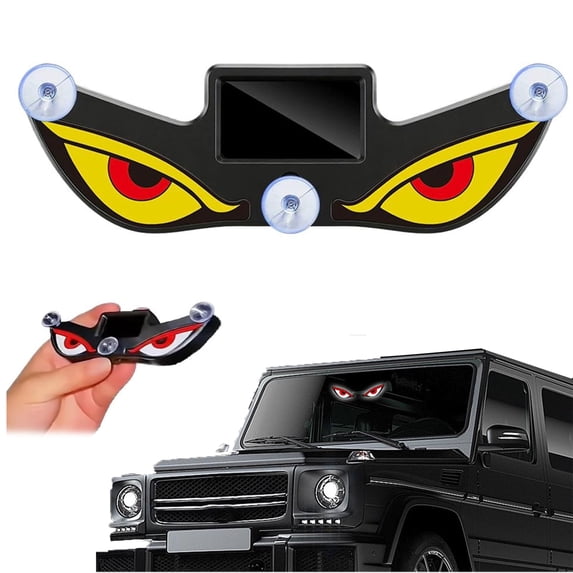 Solar Demon Eye LED Car Window Light, Dynamic Windshield Ambient Lamp Solar and USB Powered Flicker Signal Warning Lights for SUV, Truck RV