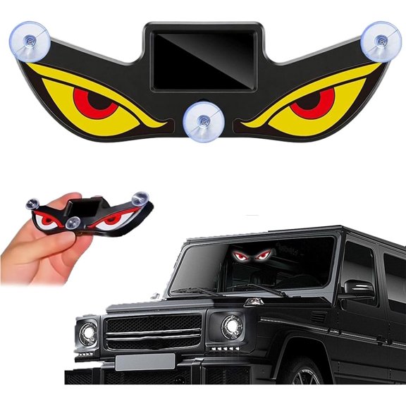 Solar Demon Eye LED Car Window Light, Waterproof Devil Eyes Light No Drill Suction Cup Dynamic Windshield Ambient Lamp Solar and USB Powered Flicker Signal Warning Lights for SUV, TruckRV