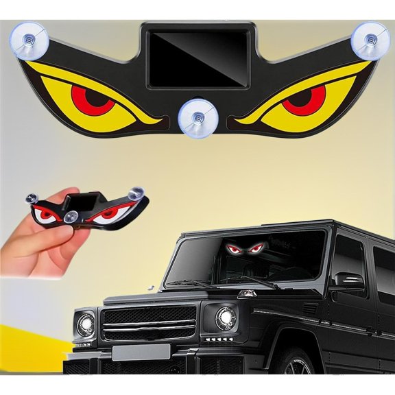 Solar Demon Eye LED Car Window Light, Waterproof Devil Eyes Light No Drill Suction Cup Dynamic Windshield Ambient Lamp, Solar USB Powered Flicker Signal Warning Lights for SUV Trucks (Type 4,1-Pack)
