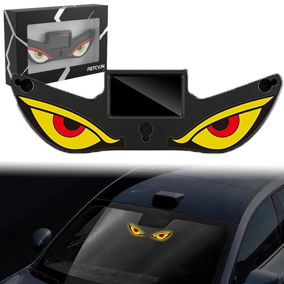 Solar Demon Eye LED Car Window Light, Wireless No Drill Solar and USB Powered Devil Eyes Warning Lights for Cars Windshield Rear Window, Waterproof Eyes Animated for Suvs Trucks Vans
