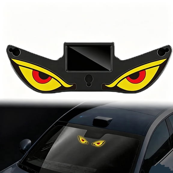 Solar Demon Eye LED Car Window Light, Wireless No Drill Solar and USB Powered Devil Eyes Warning Lights for Cars Windshield Rear Window, Waterproof Eyes Animated for Suvs Trucks Vans