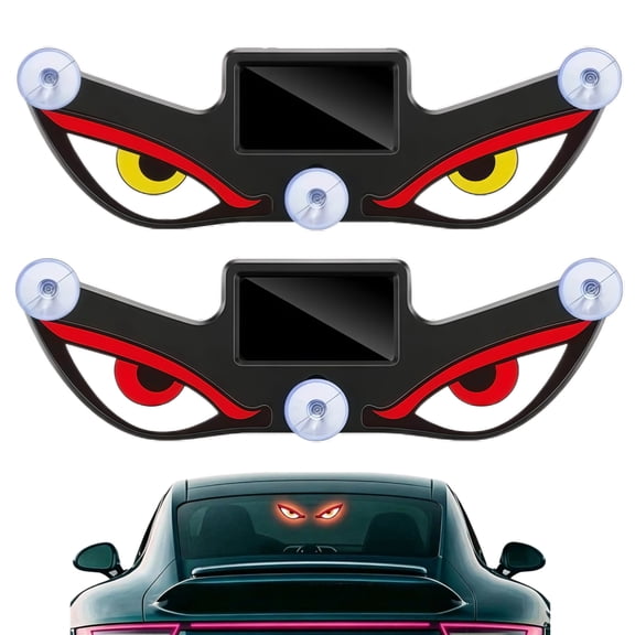 Solar Demon Eye LED Car Window Light, Wireless No Drill Animated LED Eyes Waterproof Car Warning Lights for Trucks SUVs Rear Window Decor (Style A)