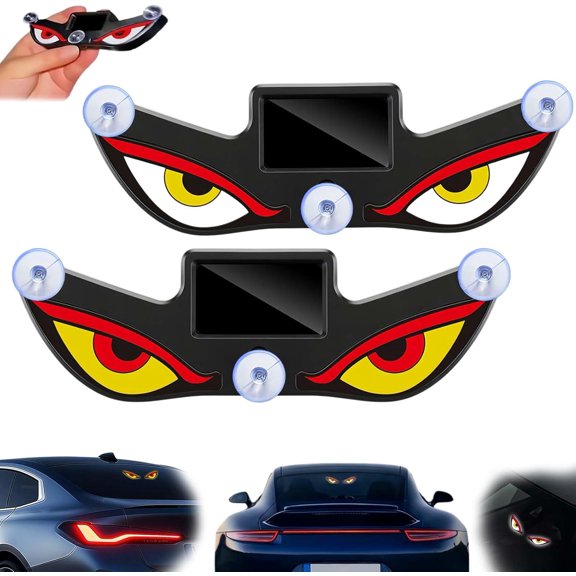 Solar Demon Eye Led Car Window Light, Dynamic Vibration Activated Neon Ambient Lamp, USB‑C Rechargeable Suction‑Mount Window Decor for SUV, RV & Trucks