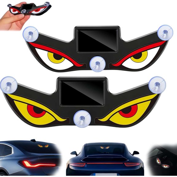 Solar Demon Eye Led Car Window Light, Dynamic Vibration Activated Neon Ambient Lamp, USB‑C Rechargeable Suction‑Mount Window Decor for SUV, RV & Trucks