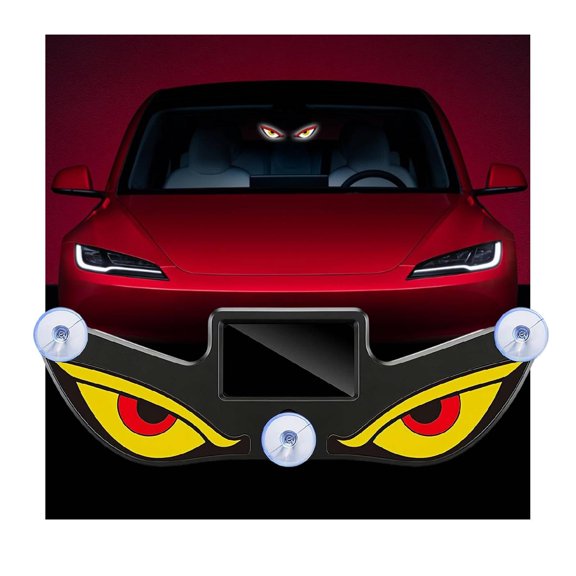 Solar Demon Eye Led Car Window Light, Wireless Animated Devil Eyes for Car Windshield Rear Window, USB Powered No Drill Dynamic Warning Lights,Waterproof Signal Ambient Lamp for SUV,Truck,Rv
