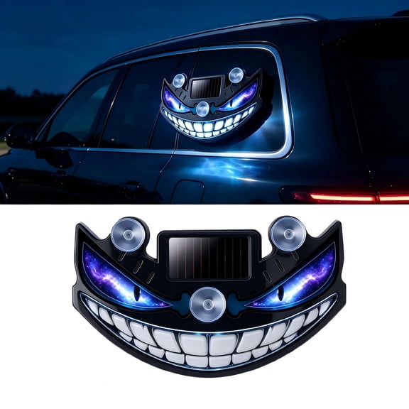 Solar Devil Eyes LED Car Windshield Light, Solar Powered Car Window LED Eyes Warning Light, Flashing Devil Eyes Car LED Eyes Light for SUV Truck Van RV Motorcycle Universal Auto Light, 4.7×3 Inch