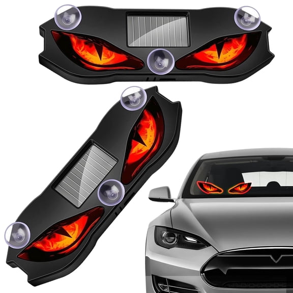 Solar Devil Eyes LED Car Windshield Light, Solar Powered Car Window LED Eyes Warning Light, Flashing Devil Eyes Car LED Eyes Light for SUV Truck Van RV Motorcycle Universal Auto Light
