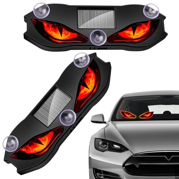 Solar Devil Eyes LED Car Windshield Light, Solar Powered Car Window LED Eyes Warning Light, Flashing Devil Eyes Car LED Eyes Light for SUV Truck Van RV Motorcycle Universal Auto Light