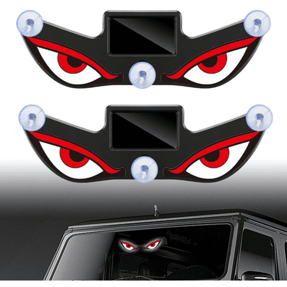 Solar Devils Eyes LED Car Light Dynamic Demon Eye Windshield Lamp with Vibration Sensor USB-C Rechargeable 5 Modes Suction Mount for Vehicles,2PCS