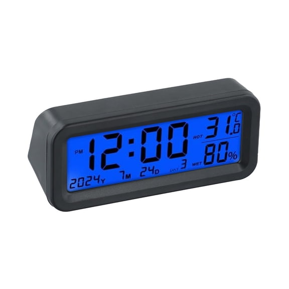 Solar Digital Clock for Car Dashboard with Date and Temperature Display