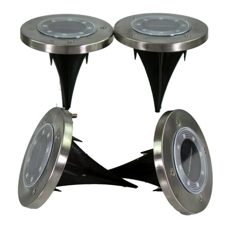 5 Star Super Deals Diffusing Lens LED Solar Disc Powered Disk, (4 Pack)