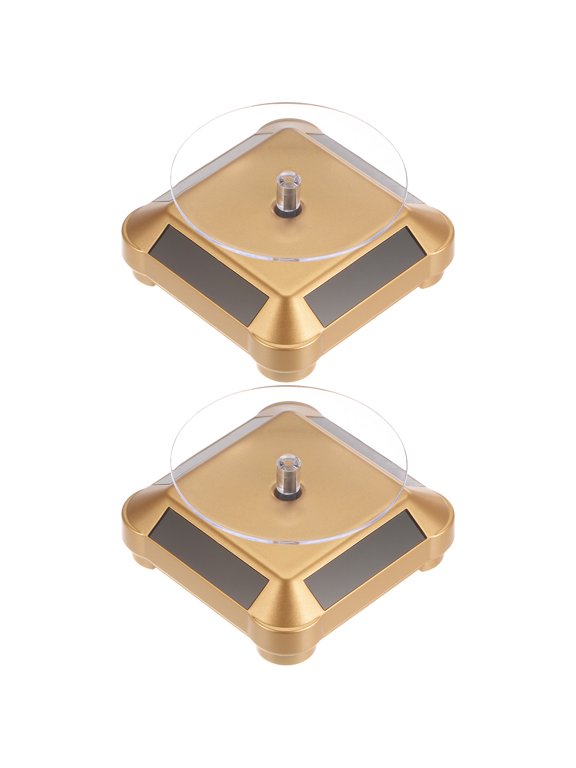 Solar Display Stand Turntable 360 Rotating Double Use ABS, Gold Tone, 2 Pieces
