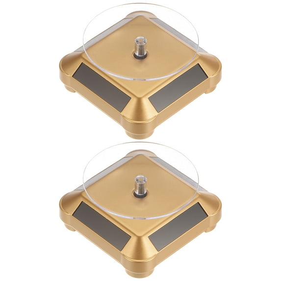 Solar Display Stand Turntable 360 Rotating Double Use ABS, Gold Tone, 2 Pieces