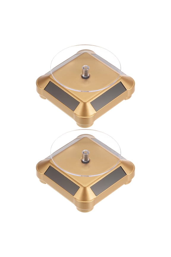 Solar Display Stand Turntable 360 Rotating Double Use ABS, Gold Tone, 2 Pieces