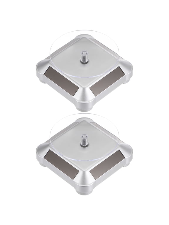 Solar Display Stand Turntable 360 Rotating Double Use ABS, Silver Tone, 2 Pieces
