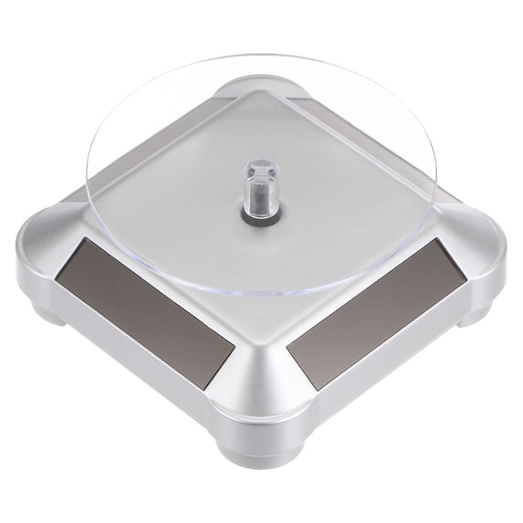 Solar Display Stand Turntable 360 Rotating Double Use ABS, Silver Tone