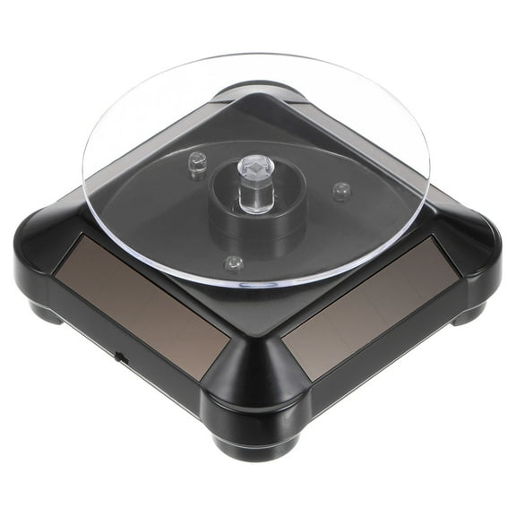 Solar Display Stand Turntable 360 Rotating Double Use LED Light ABS, Black
