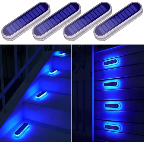 Solar Dock Deck Lights Solar Powered Outdoor Waterproof, Stick on Lights for Step Stairs Driveway