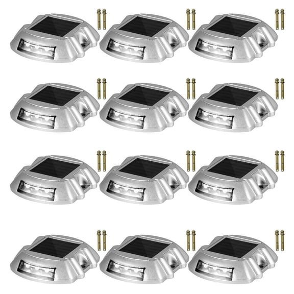 Solar Dock Lights 12-Pack, Outdoor LED Deck Lights, Weatherproof Driveway Path Lights, 6 LED, Solar Powered, for Garden, Walkways & Steps