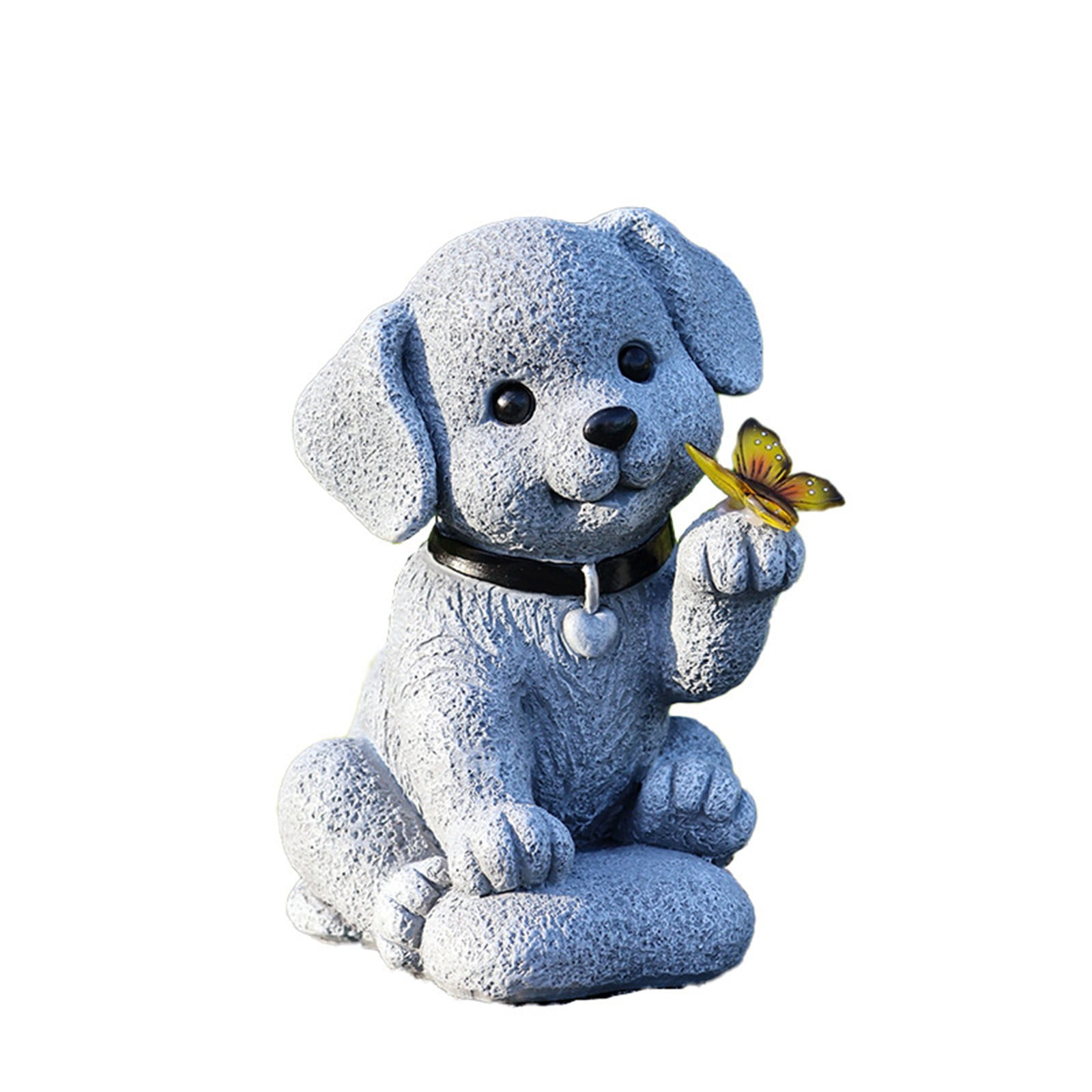 Solar Dog Statue Garden Decor With Butterfly Light - Waterproof Outdoor Yard Art Patio Lawn Balcony Mother S Day Father S Housewarming Mom Dad Grandma Men W
