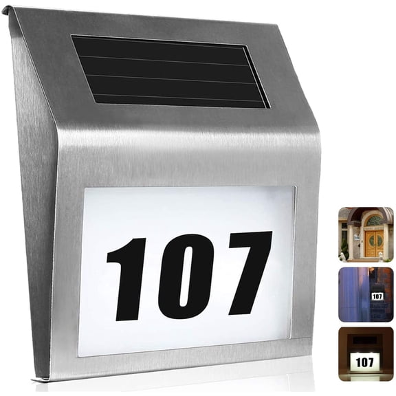 Solar Door Number Light Solar Door Number Light Address Number Plate Stainless Steel Door Number Wall Mounted LED Light For Home Outdoor Courtyard Street